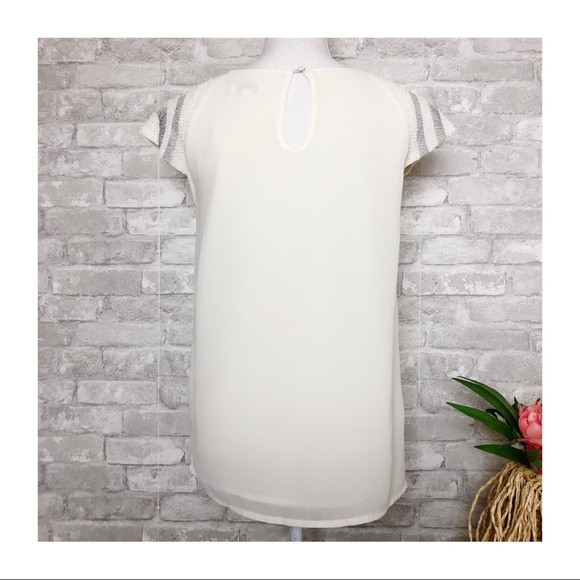 FRANCESCAS | Ivory Beaded Detail Cap Sleeve Blouse Small - Picture 3 of 10